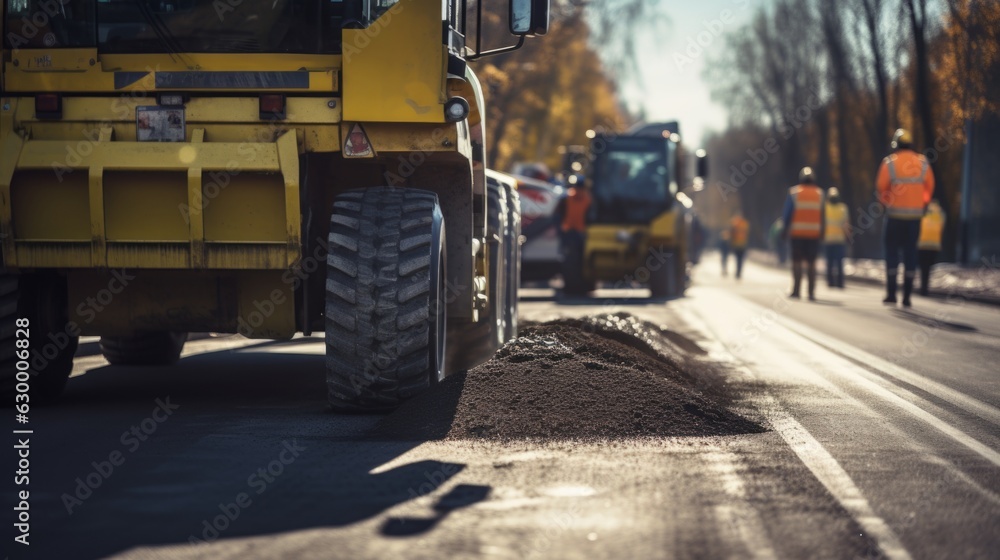 Road surface repair. Construction of a new road. Road surface repair. Construction of a new road.