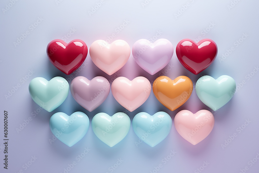 Multicolored glass hearts
