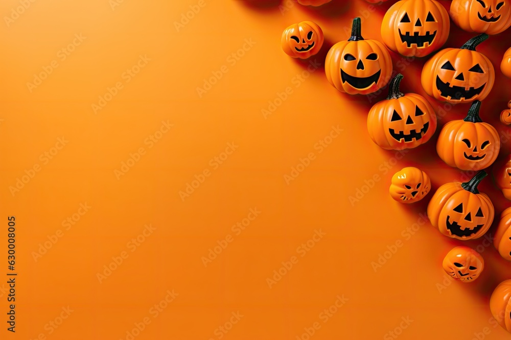 A background of pumpkins, perfect for Halloween decorations - top view with copy space. A background of pumpkins, perfect for Halloween decorations - top view with copy space.