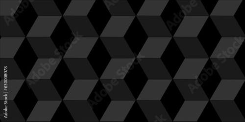 Abstacts Black cube geometric seamless background. Seamless blockchain technology pattern. Vector iilustration busines pattern with blocks. Abstract geometric design print of cubes pattern.