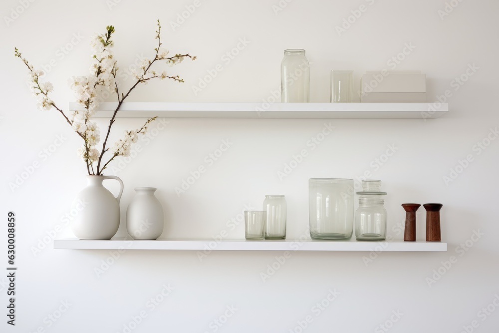 clean white shelves with minimalistic decor items clean white shelves with minimalistic decor items