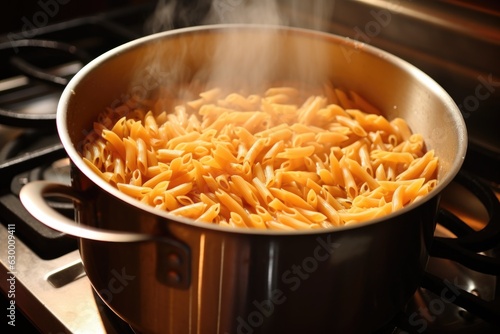 close-up of gluten-free pasta boiling in a pot