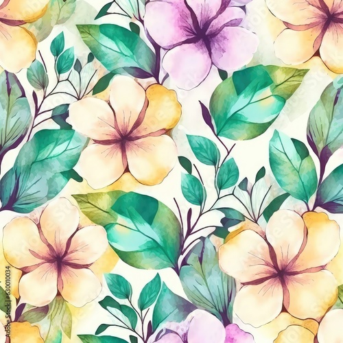 hand painted botanical floral pattern background design generative ai