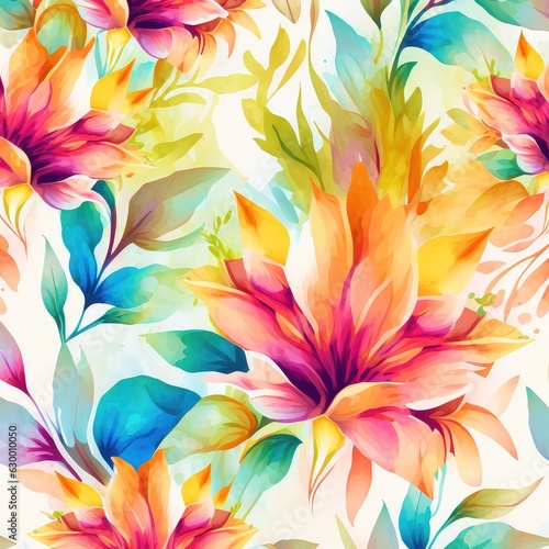 hand painted floral blossom abstract background in watercolor style generative ai
