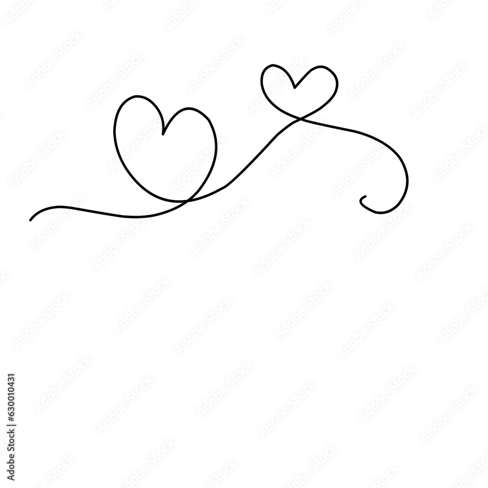 One continuous line drawing heart with love sign One continuous line drawing heart with love sign