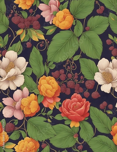 Seamless Floral Pattern with Vibrant Colors