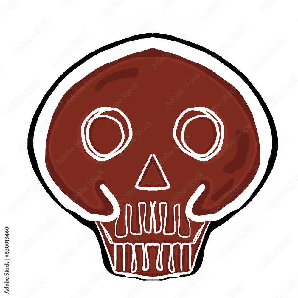 Fototapeta premium Doodle cartoon chocolate face skull