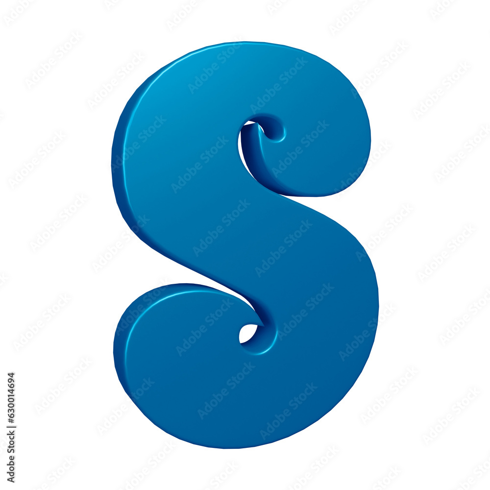 3D blue alphabet letter s for education and text concept 3D blue alphabet letter s for education and text concept