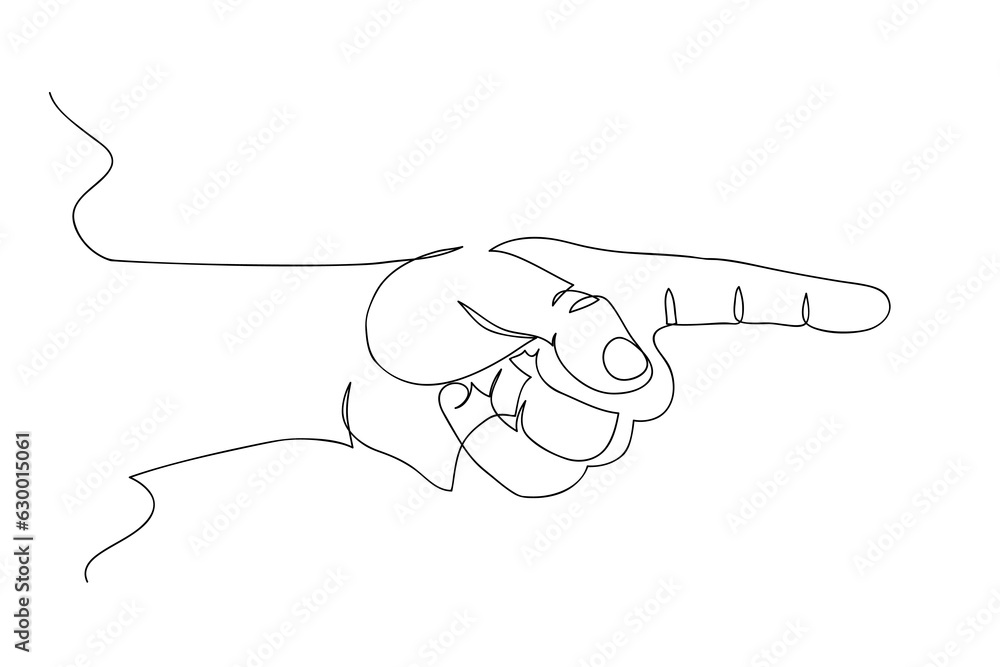 Hand showing something with index finger, continuous line drawing, vector illustration Hand showing something with index finger, continuous line drawing, vector illustration