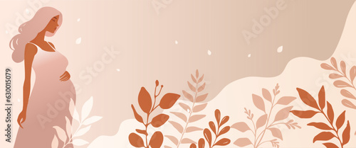 Beautiful pregnant woman, concept of pregnancy and motherhood, vector