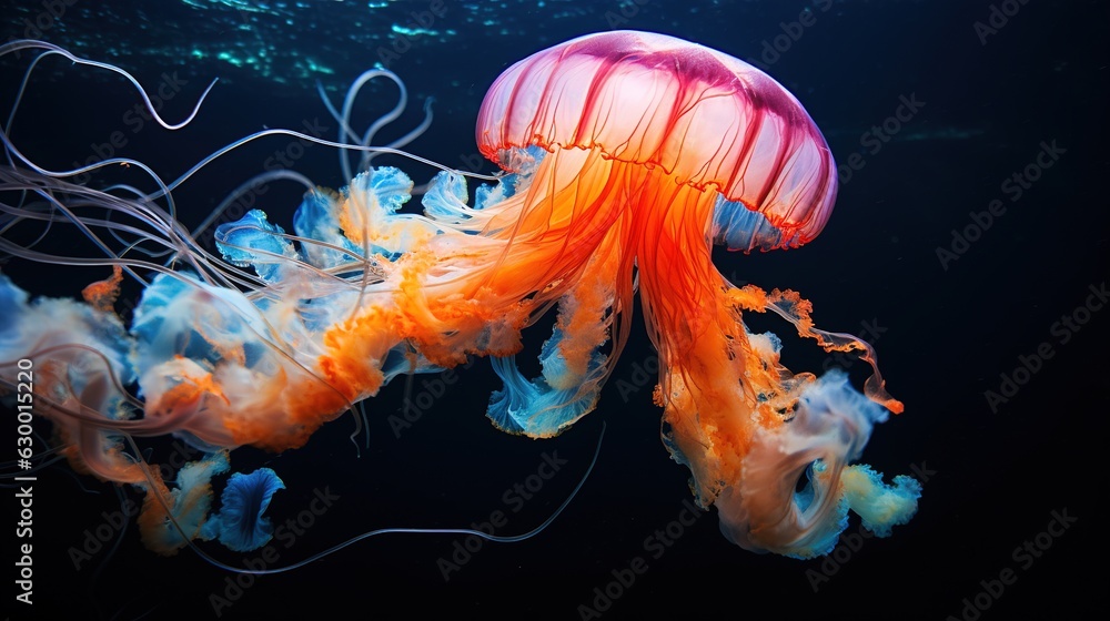 Fototapeta premium Purple-striped Jellyfish (Chrysaora colorata) Generative AI