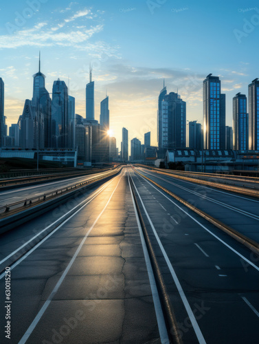 empty floor with city background