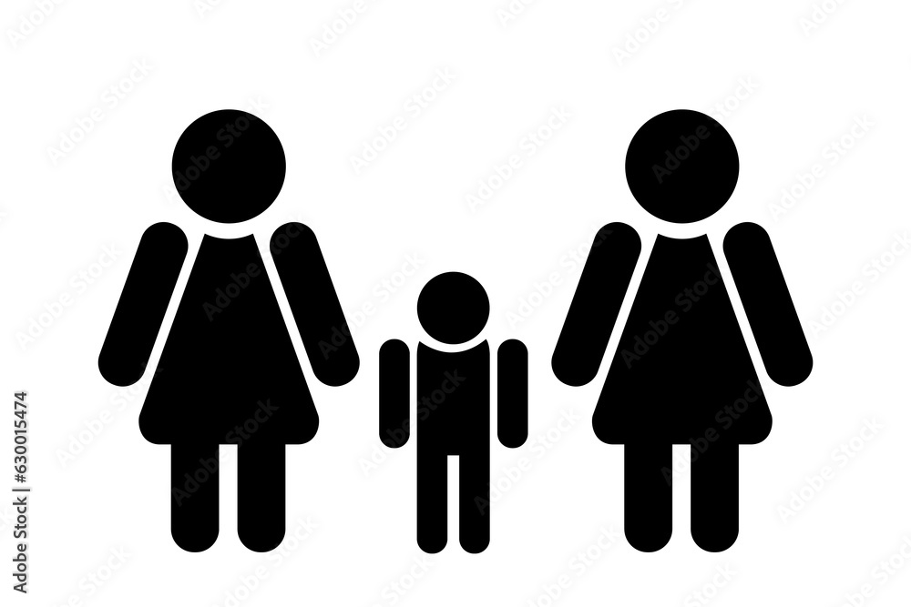 Non-traditional family with two mothers and son, concept, contemporary design, vector illustration. Types of relationships. Non-traditional family with two mothers and son, concept, contemporary design, vector illustration. Types of relationships.