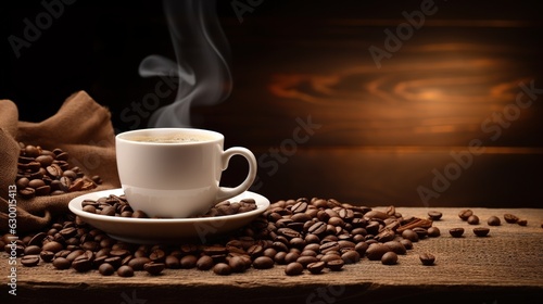 black coffee with coffee beans, World Coffee Day. Generative AI