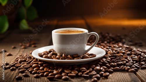 black coffee with coffee beans, World Coffee Day. Generative AI