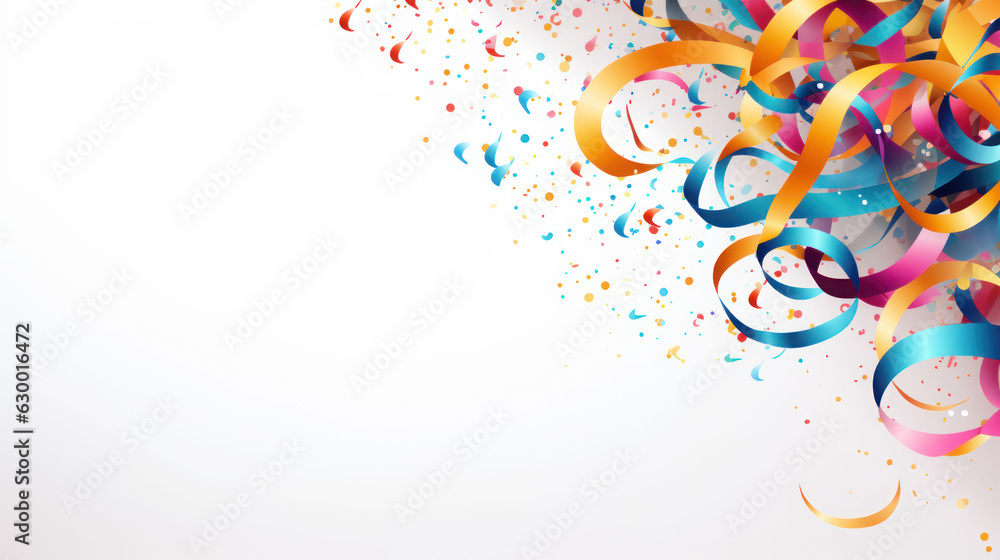 Fototapeta premium Confetti vector banner background with colorful serpentine ribbons