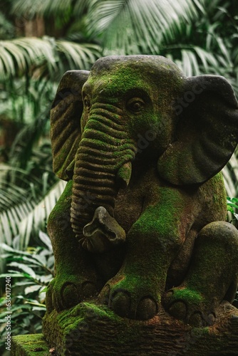 Sculpture of an elephant in Ubud Monkey Forest, Bali.