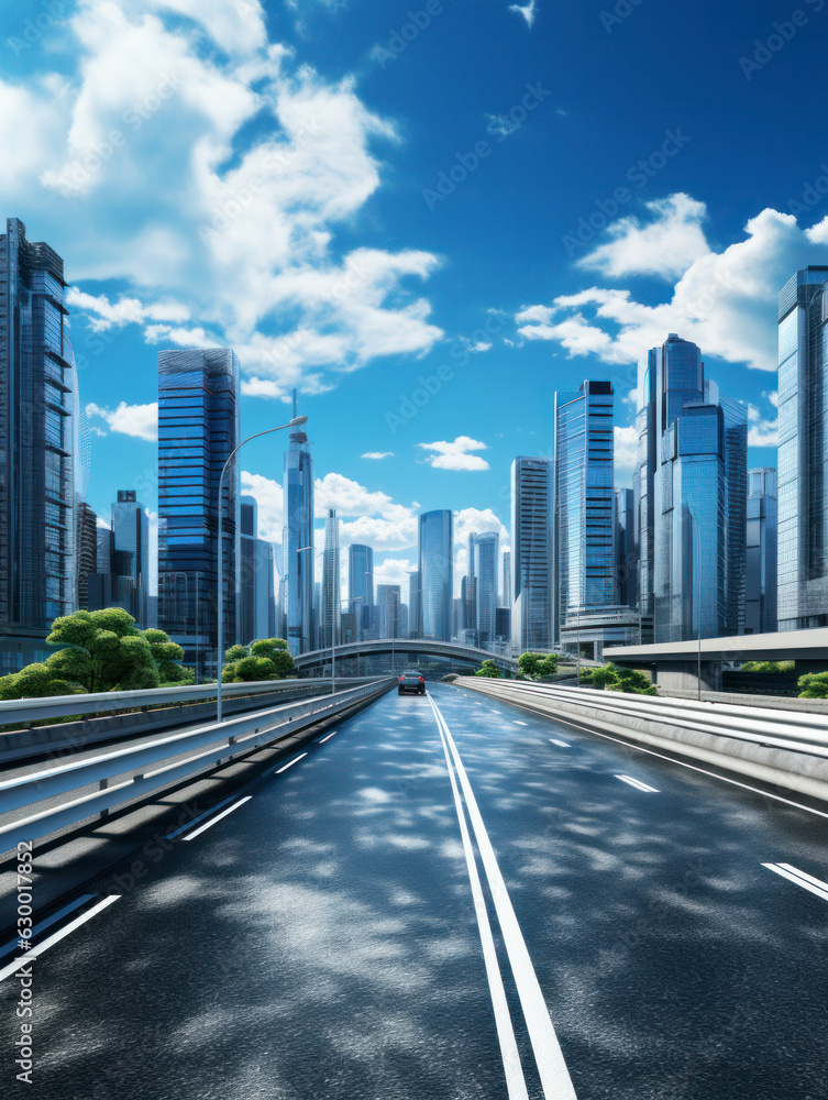 empty road with city background.