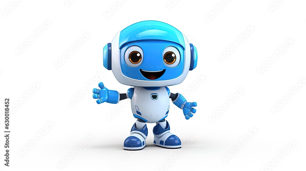 3D cartoon illustration of a cute generic robot emoji, generated by AI