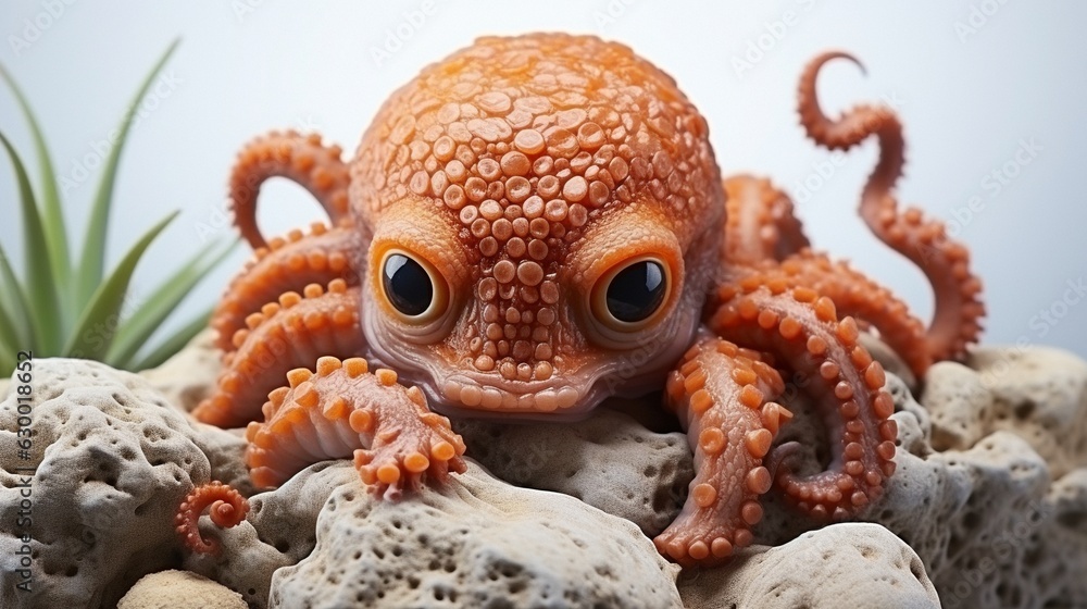 white background and an octopus