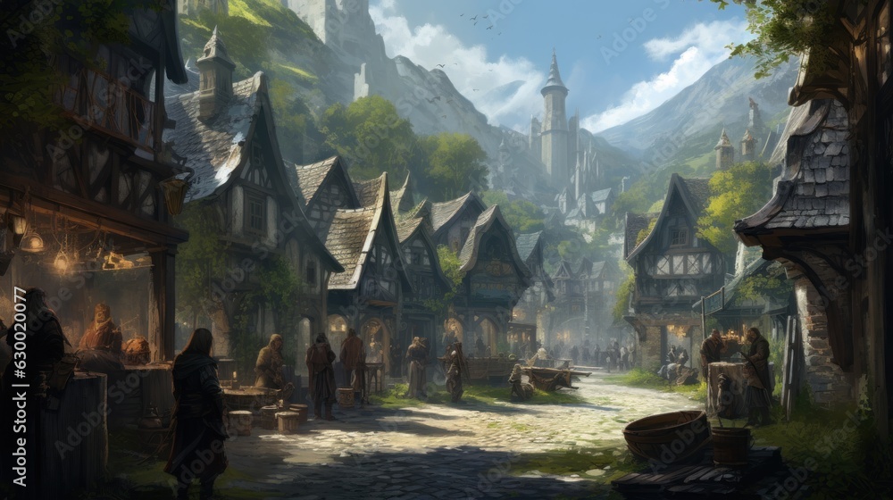 Fantasy RPG Village Game Artwork Fantasy RPG Village Game Artwork