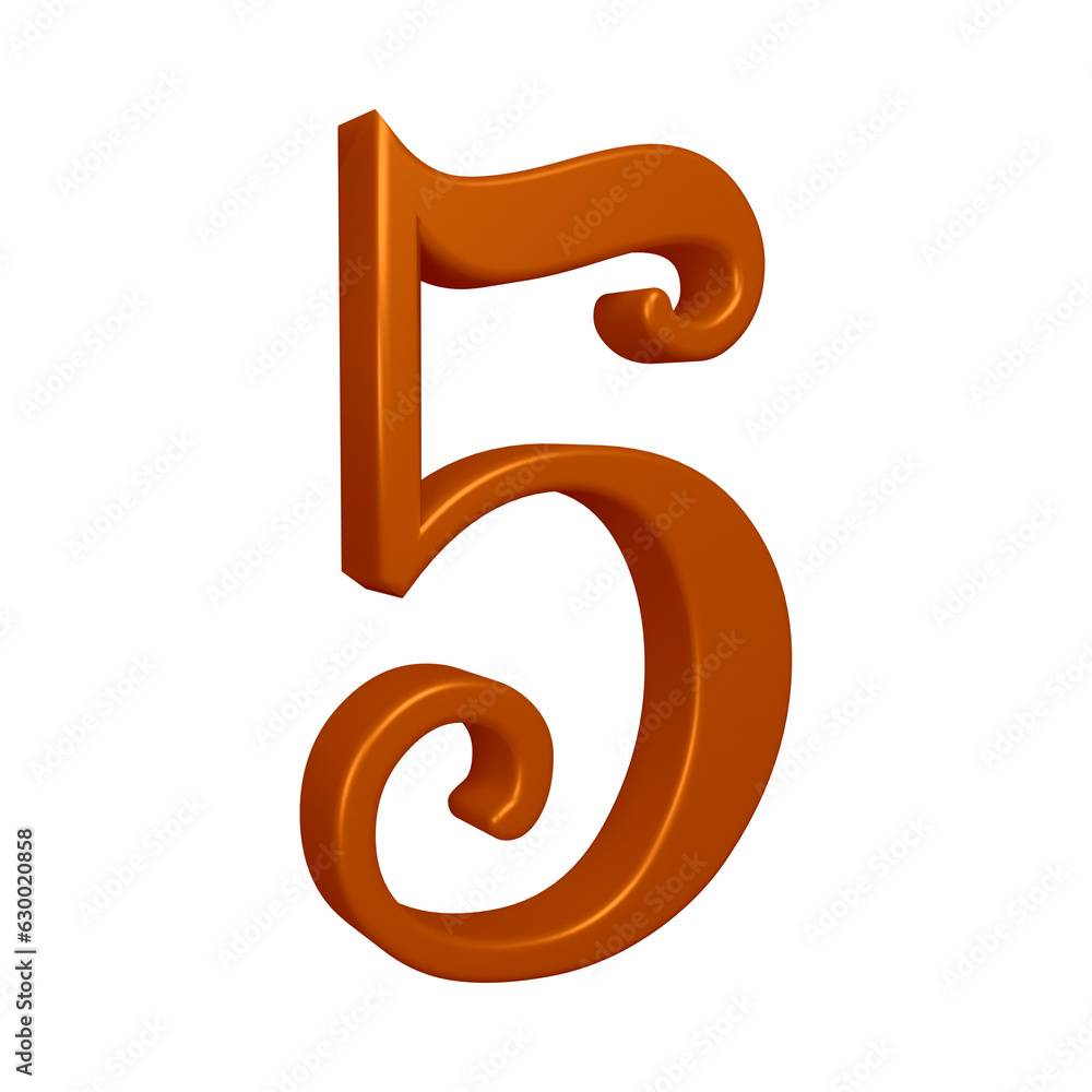 3d brown number 5 design for math, business and education concept 3d brown number 5 design for math, business and education concept