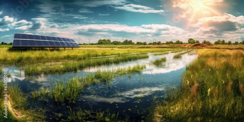 Solar panel farm. Ecological alternative power supply
