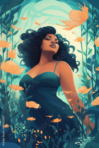 Illustration of Body positive  beyond stereotypes  women who love themselves as they are