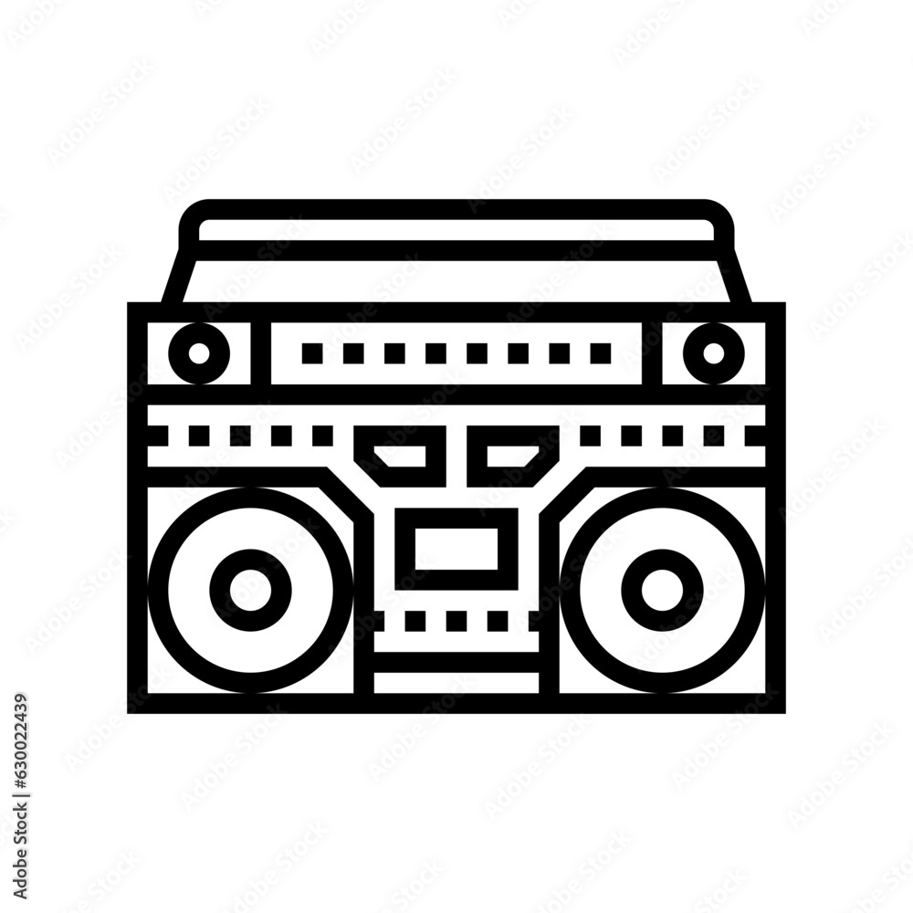 boombox retro music line icon vector. boombox retro music sign. isolated contour symbol black illustration