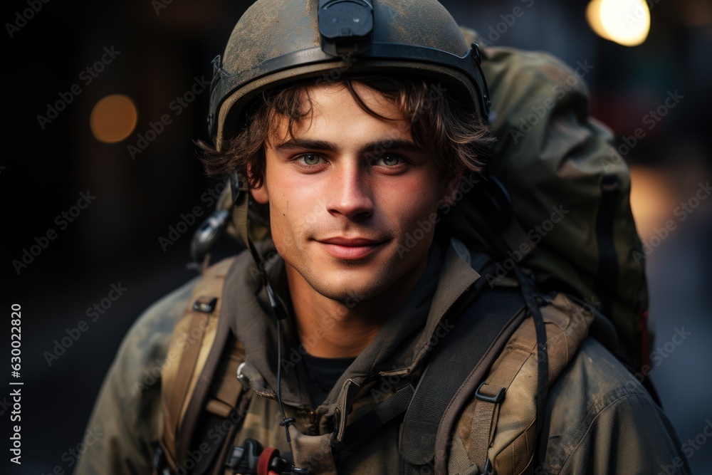 A happy young soldier returning home from the army A happy young soldier returning home from the army