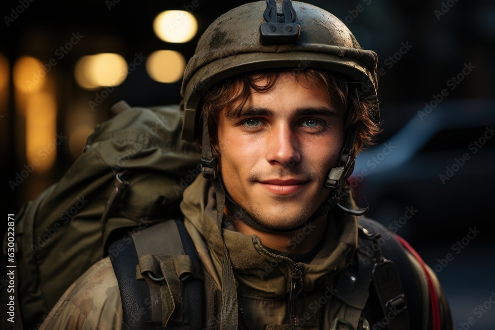 A happy young soldier returning home from the army A happy young soldier returning home from the army
