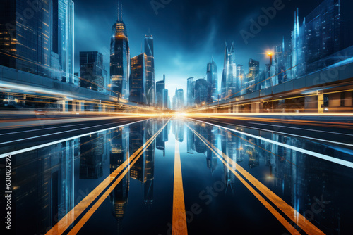 empty road with city background.