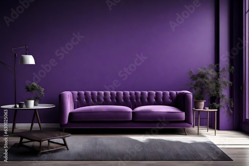 modern living room with purple couch