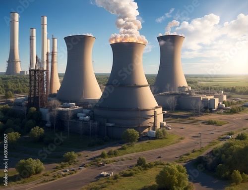 Wallpaper Mural Cooling towers of nuclear power plants or lignite power plants have smoke that causes environmental  Torontodigital.ca