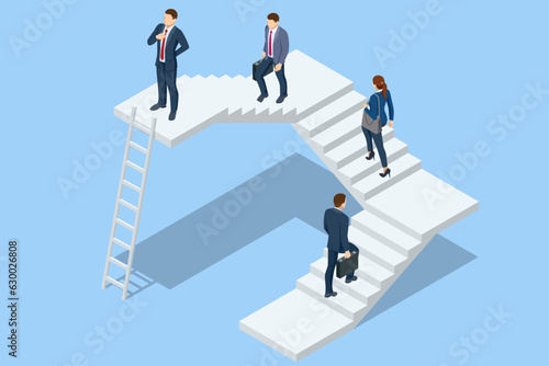 Isometric goal and target achievement concept. Hope to success in business, accomplishment or reaching business goal. Career growth, business success, profit