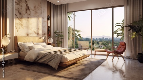 home interior design concept scandinavian bedroom interior design,image ai generate © VERTEX SPACE