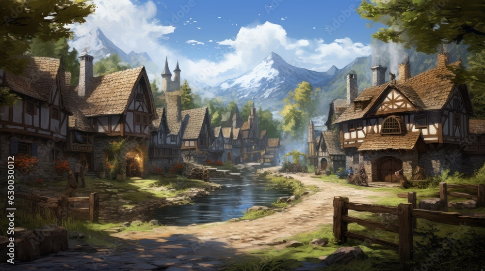 Fantasy RPG Village Game Artwork