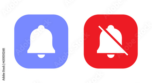 Notification bell icon vector in square background