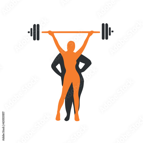 Weight loss challenge diet program logo (isolated icon) - abstract woman silhouette 