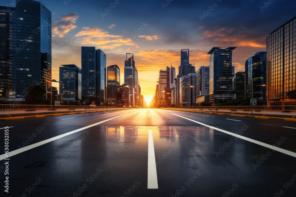 empty road with city background.