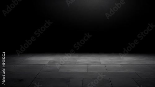 Dark Floor Background Black Empty Space for display your products, black Concrete Surface Ground Texture © Abdul