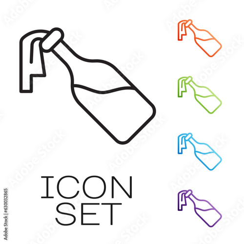 Black line Cocktail molotov icon isolated on white background. Set icons colorful. Vector