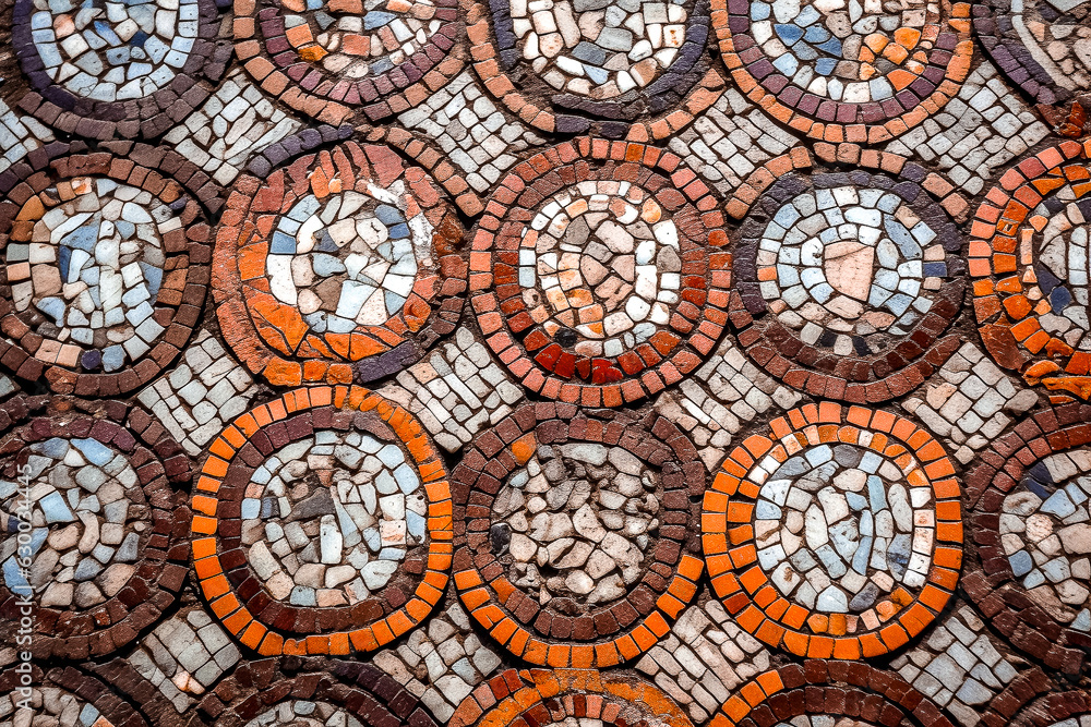 Mosaïque ancienne sur le sol d'une maison antique - Générative IA