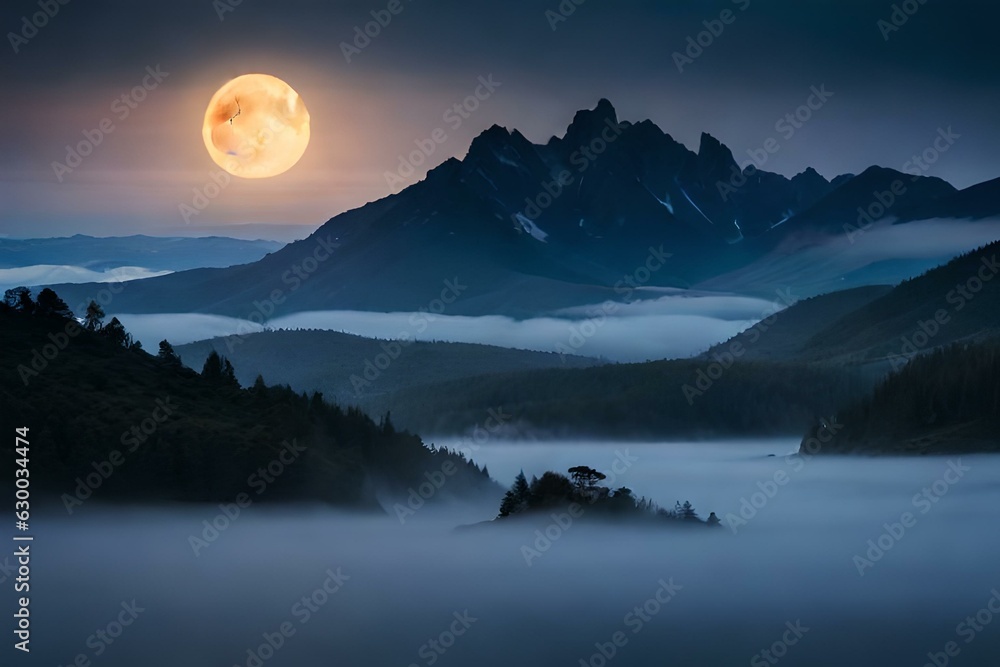 Nocturnal Embrace - Picture a captivating embrace between the moon and clouds.
