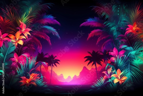 Fototapeta Naklejka Na Ścianę i Meble -  Neon jungle background