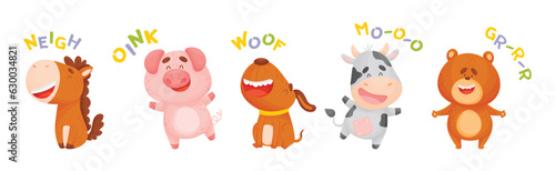 Funny Animals Talking Making Noise and Sound Vector Set