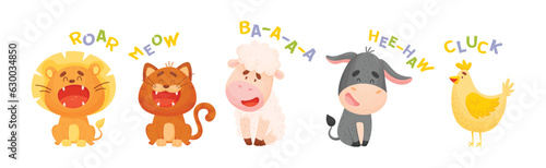 Funny Animals Talking Making Noise and Sound Vector Set
