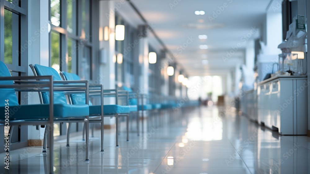 modern hospital ICU corridor interior in the background, with a healthcare concept modern hospital ICU corridor interior in the background, with a healthcare concept