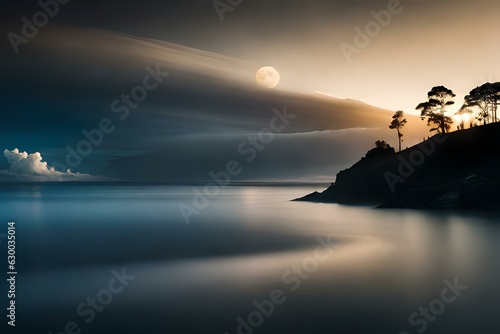 Nocturnal Embrace - Picture a captivating embrace between the moon and clouds.