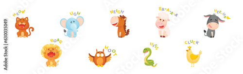 Funny Animals Talking Making Noise and Sound Vector Set